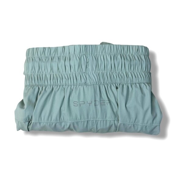 Spyder Running Shorts Womens Sz S Blue Pocket 4-Way Stretch Lined Wicking Active - Picture 2 of 10